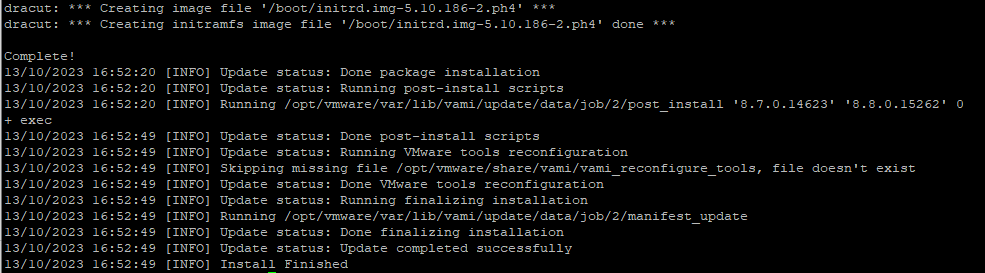 Photon OS Upgrade log file
